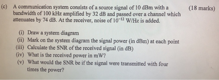 Solved (c) (18 marks) A communication system consists of a | Chegg.com