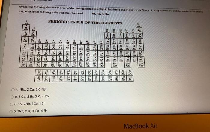 Solved Arrange the following elements in order of decreasing | Chegg.com