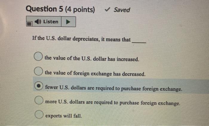 Solved Question 5 (4 points) Saved Listen If the U.S. | Chegg.com