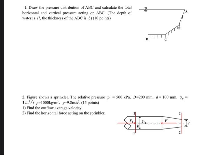 Solved ilk 1. Draw the pressure distribution of ABC and | Chegg.com