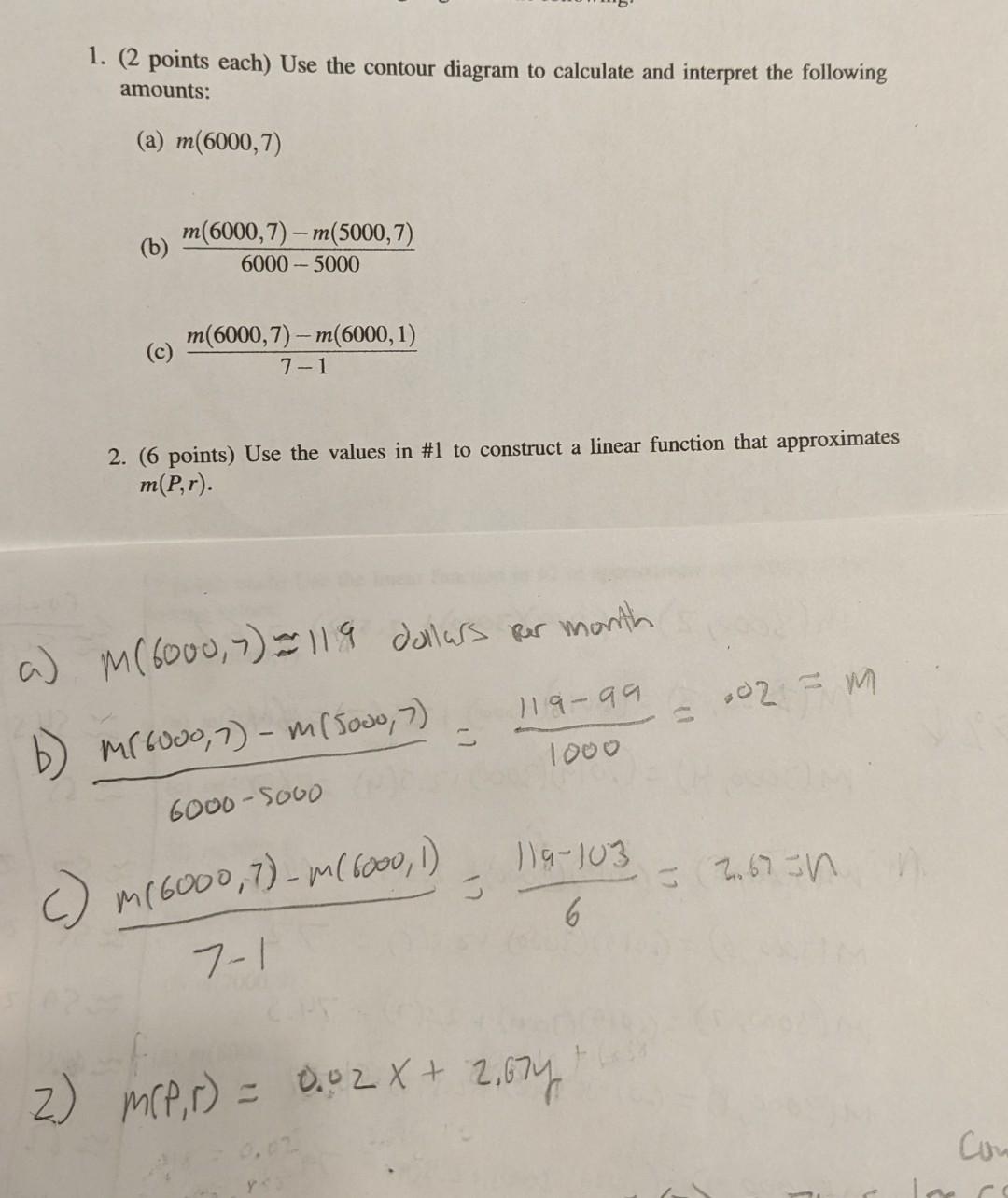 Solved 1. (2 points each) Use the contour diagram to | Chegg.com