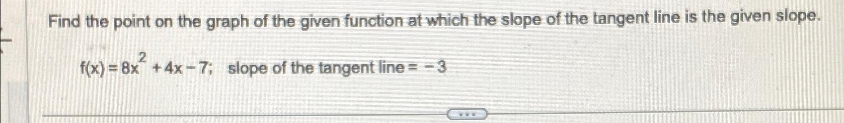 Solved Find the point on the graph of the given function at | Chegg.com
