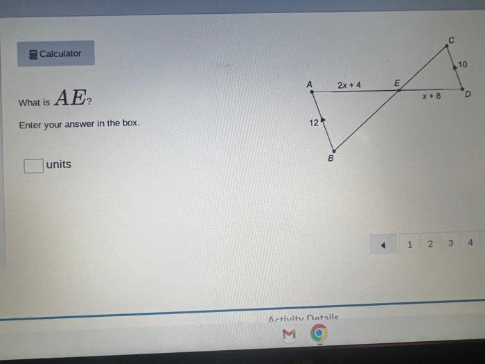 What is \( A E_{\text {? }} \)
Enter your answer in the box.
units