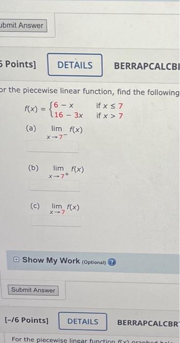 Solved or the piecewise linear function, find the following | Chegg.com