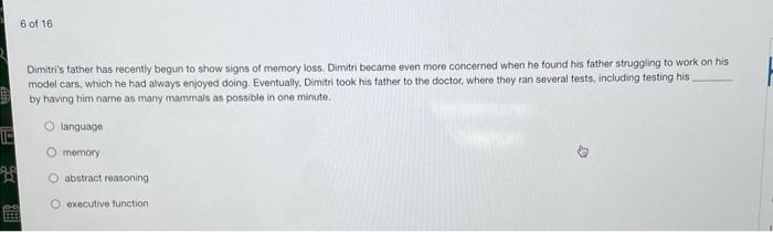 Solved Dimitri's father has recently begun to show signs of | Chegg.com