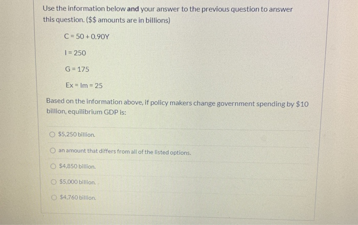 Solved Use the information below and your answer to the | Chegg.com