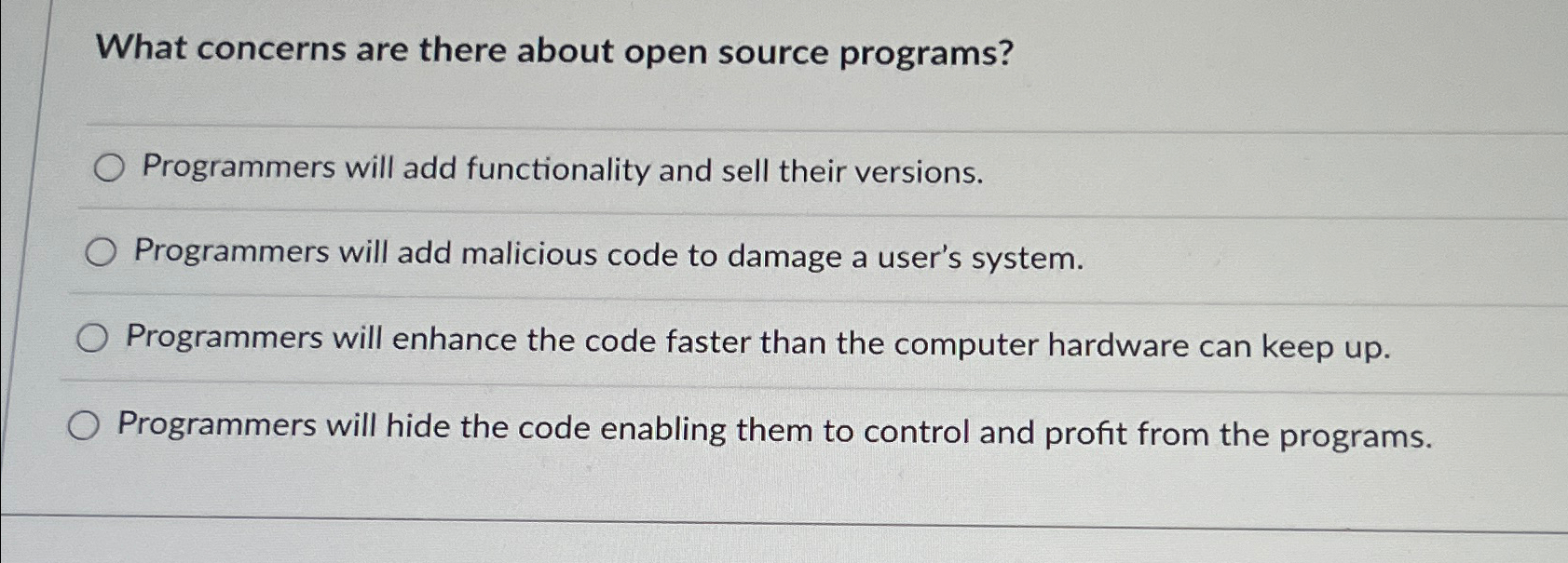 Solved What concerns are there about open source | Chegg.com