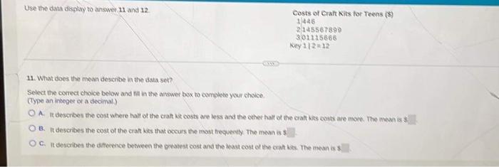 Solved Use the data display to answer 11 and 12 . Costs of | Chegg.com