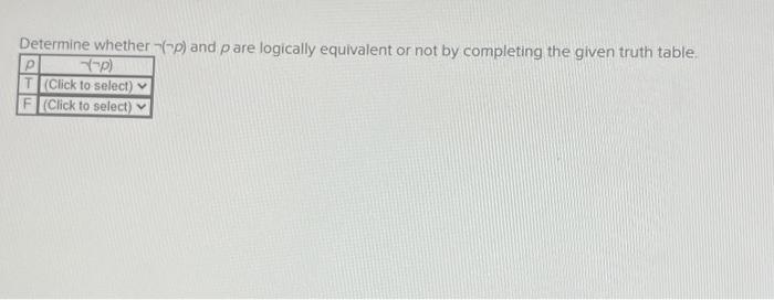 Solved Determine whether ¬(¬p) and p are logically | Chegg.com