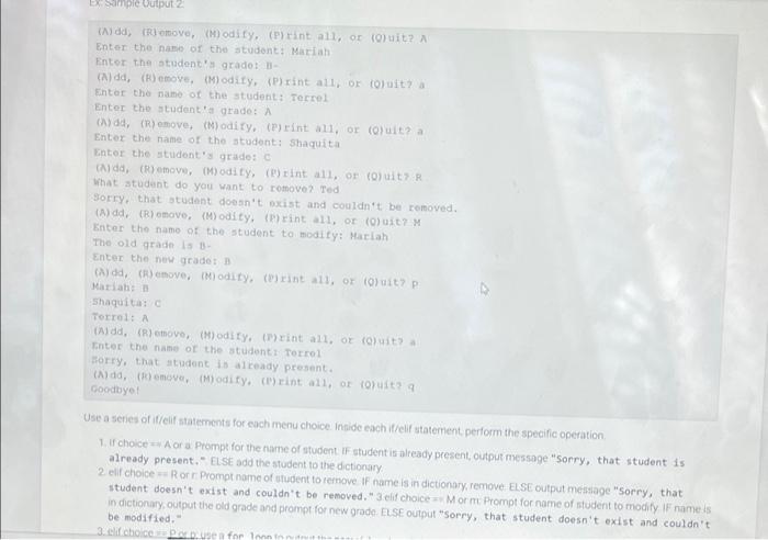 Solved 8.7 LAB: Dictionary to track student grades Write a | Chegg.com