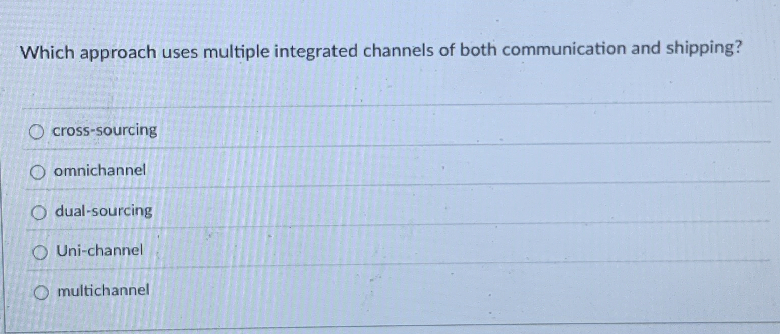 Solved Which approach uses multiple integrated channels of | Chegg.com