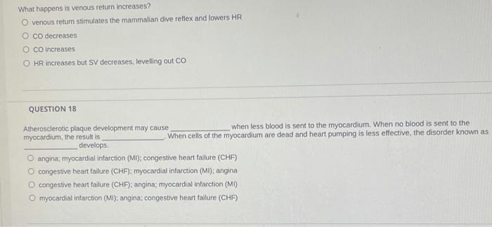 Solved What happens is venous return increases? O venous | Chegg.com