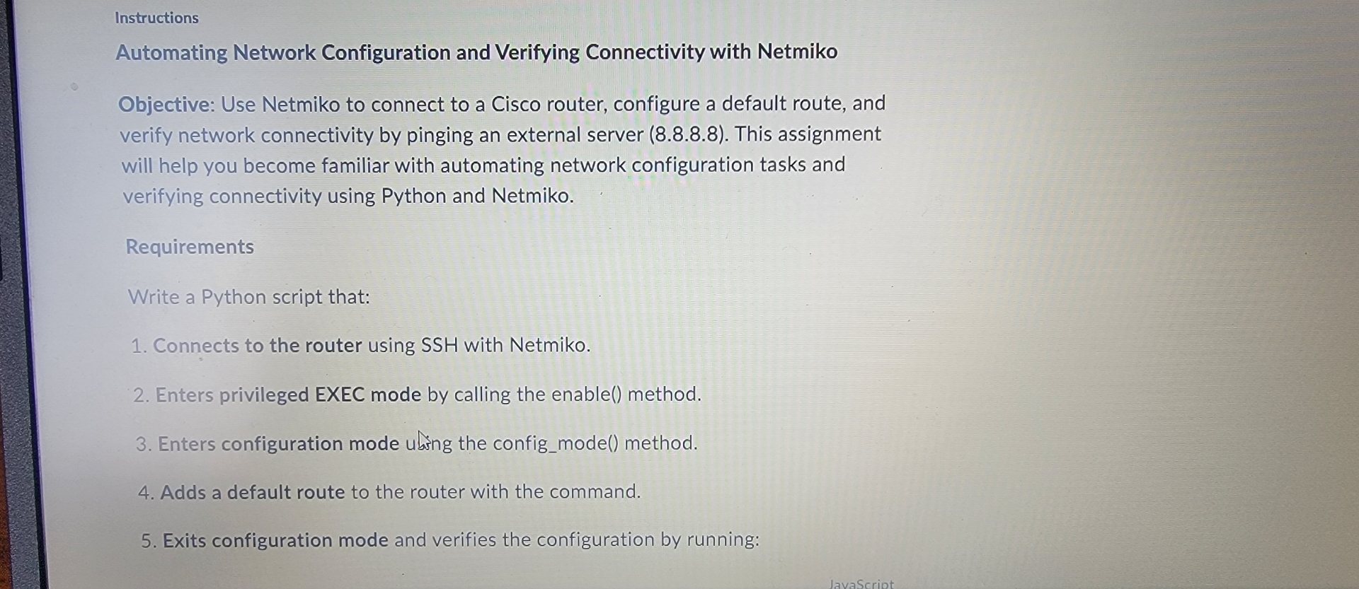 Solved by an EXPERT InstructionsAutomating Network Configuration and ...