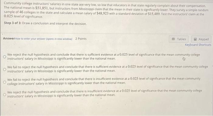 Solved Community College Instructors Salaries In One State Chegg