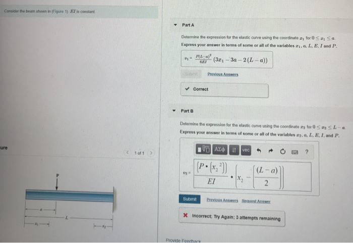 Solved Consider the beam shown in Figure 1) Er is constant | Chegg.com