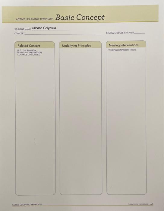active learning template: Basic Concept stuoent name | Chegg.com