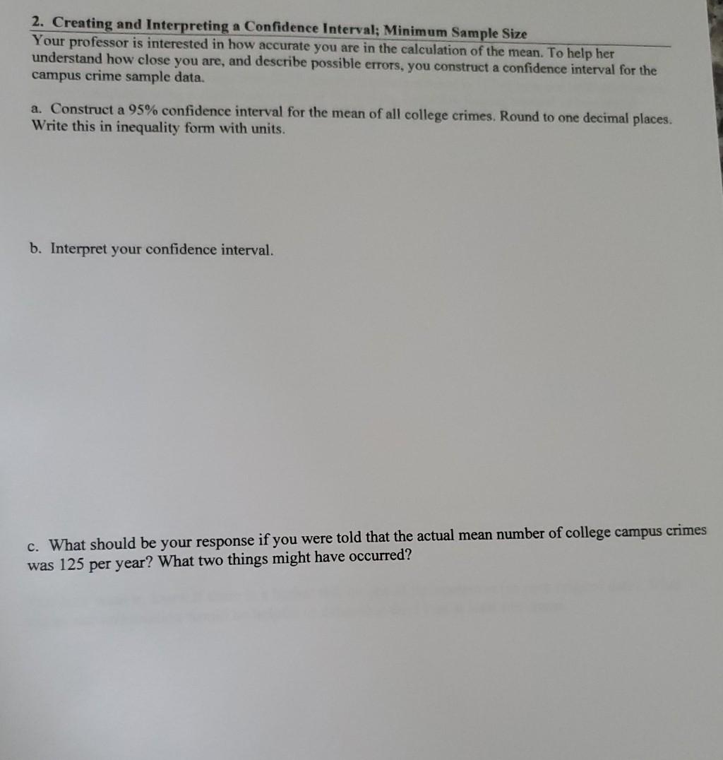 Solved 25. Creating and Interpreting a Confidence Interval;  Chegg.com