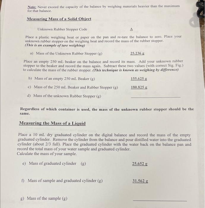 Solved Procedure Several graduated cylinders and a Burette