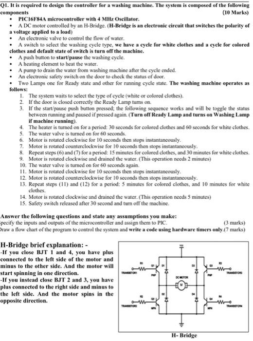 Solved Q1. It is required to design the controller for a | Chegg.com