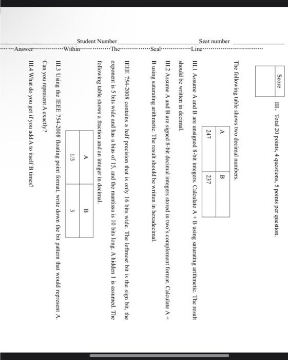 Solved Score II, Total 20 points, 4 questions, 5 points per | Chegg.com