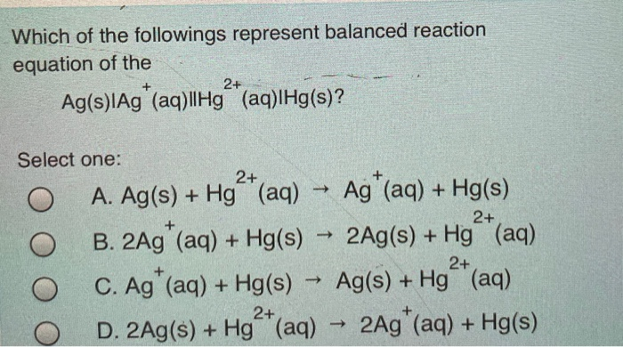 Solved Which Of The Followings Represent Balanced Reactio Chegg Com