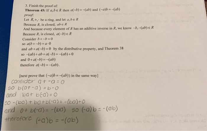 Solved 3 Finish The Proof Of Theorem 45 If A Be R Then Chegg Com