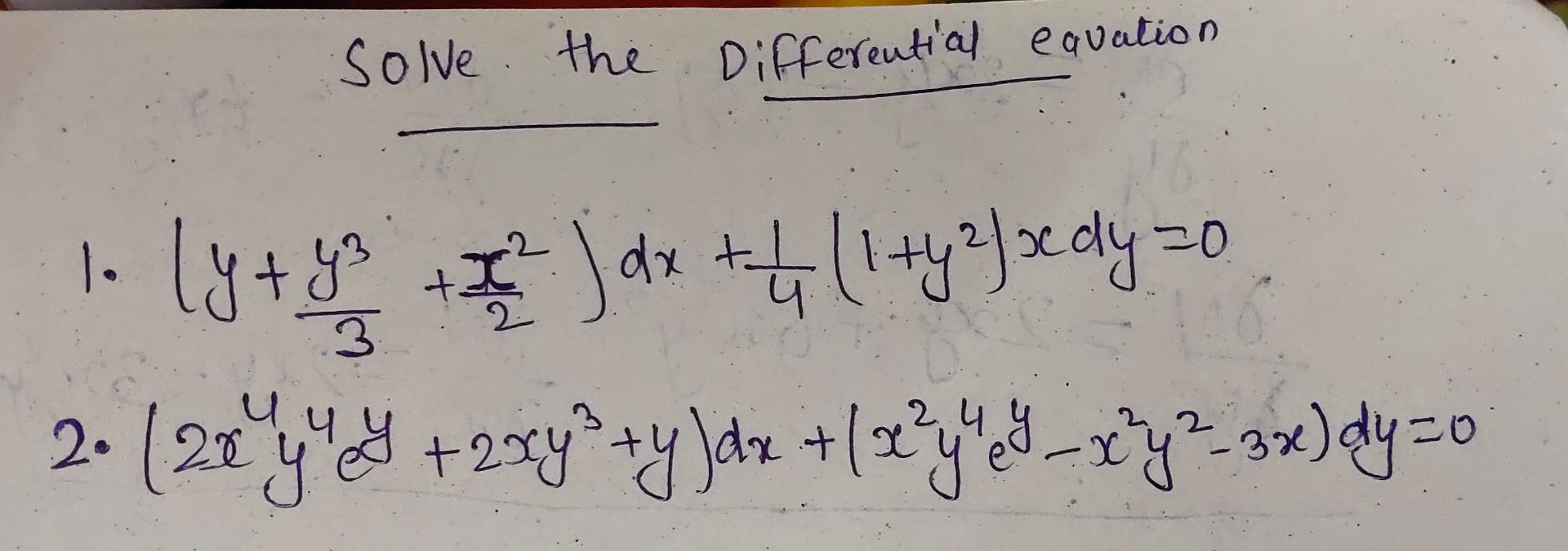 Solved Solve the Differential equation 1. | Chegg.com