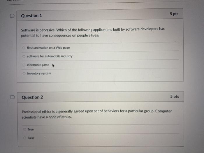 Solved D Question 3 5 pts Which of the following | Chegg.com