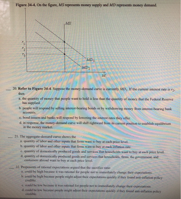 Solved Refer To Figure 34-4. Suppose The Money-demand Curve | Chegg.com