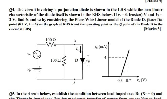 Solved 04. The circuit involving a pn-junction diode is | Chegg.com