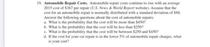 Solved 19 Automobile Repair Costs Automobile Repair Costs Chegg Com   Image