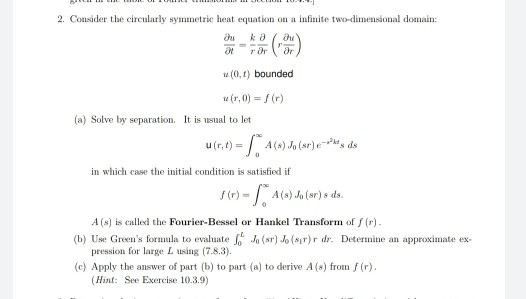 Solved 2 Consider The Circularly Symmetric Heat Equation Chegg Com