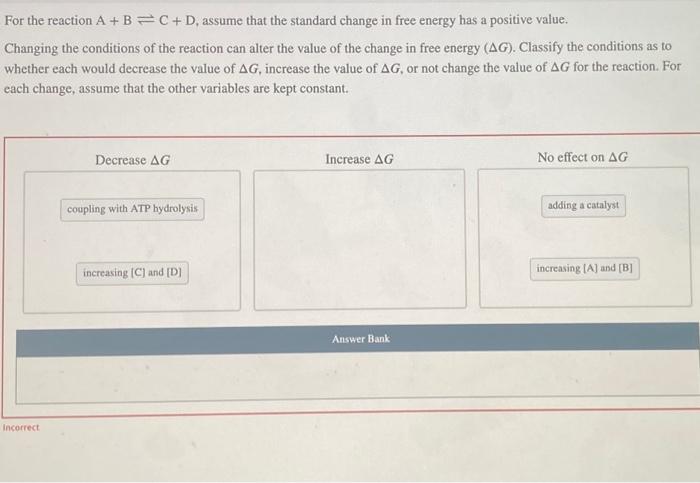 Solved For The Reaction A + B = C + D, Assume That The | Chegg.com