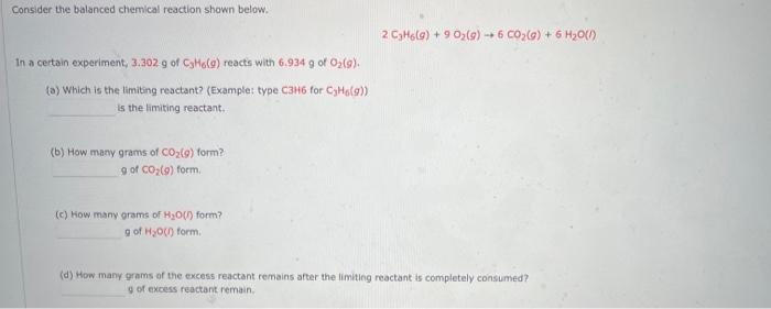 Solved Consider the balanced chemical reaction shown below. | Chegg.com