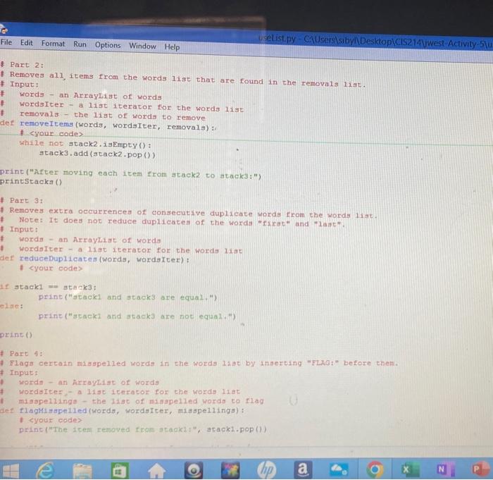 Solved this is a python code with parts 1-6 please fill in | Chegg.com