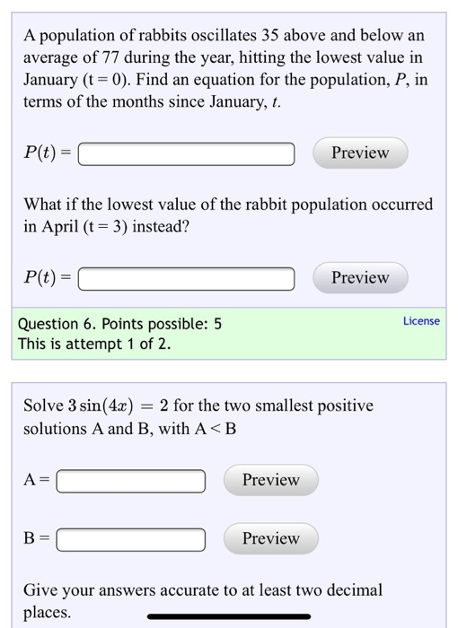 Solved A Population Of Rabbits Oscillates 35 Above And Below | Chegg.com