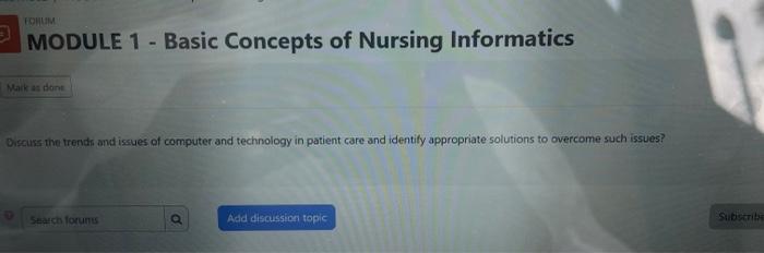 Solved MODULE 1 - Basic Concepts Of Nursing Informatics | Chegg.com