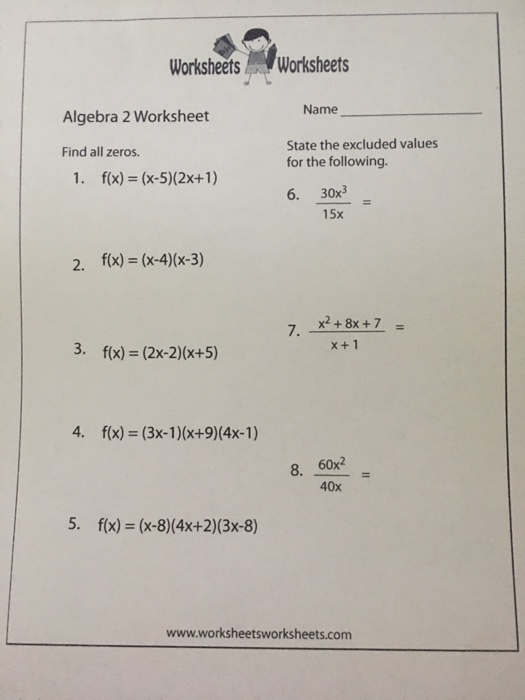 solved worksheets worksheets algebra 2 worksheet name find chegg com