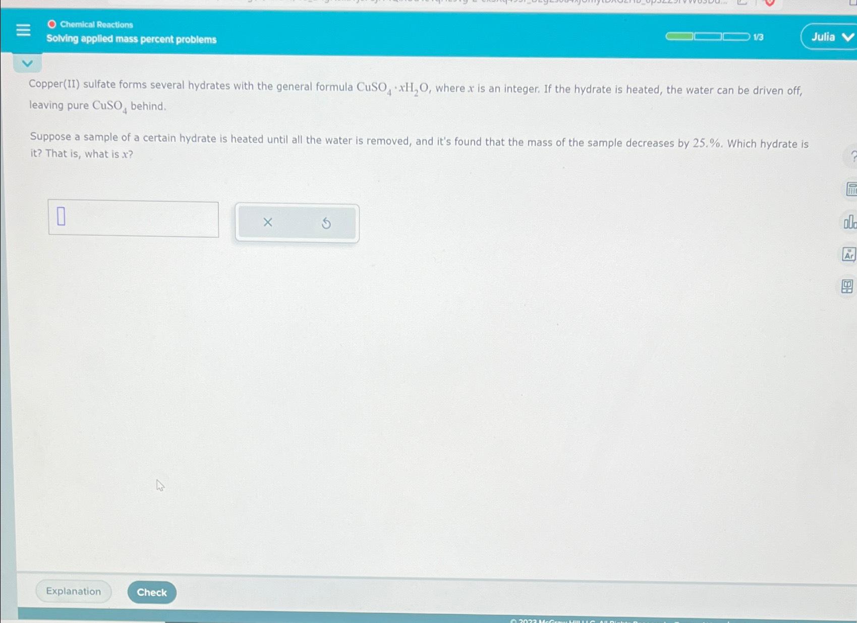 Solved Chemical ReactionsSolving applled mass percent | Chegg.com