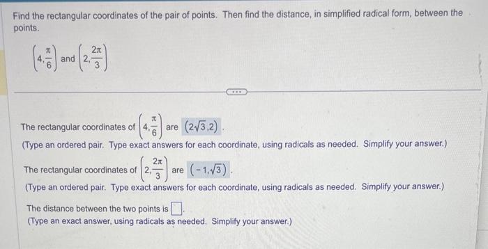 Solved Find the rectangular coordinates of the pair of | Chegg.com