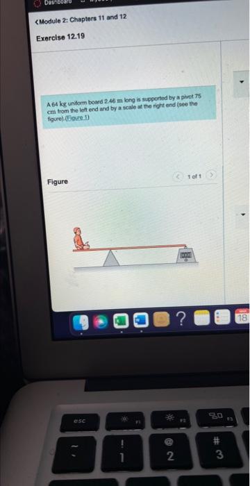 Solved A 64 kg undorm boaed 246 m long is supportod by a | Chegg.com