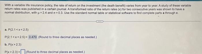 Solved With a variable life insurance policy, the rate of | Chegg.com