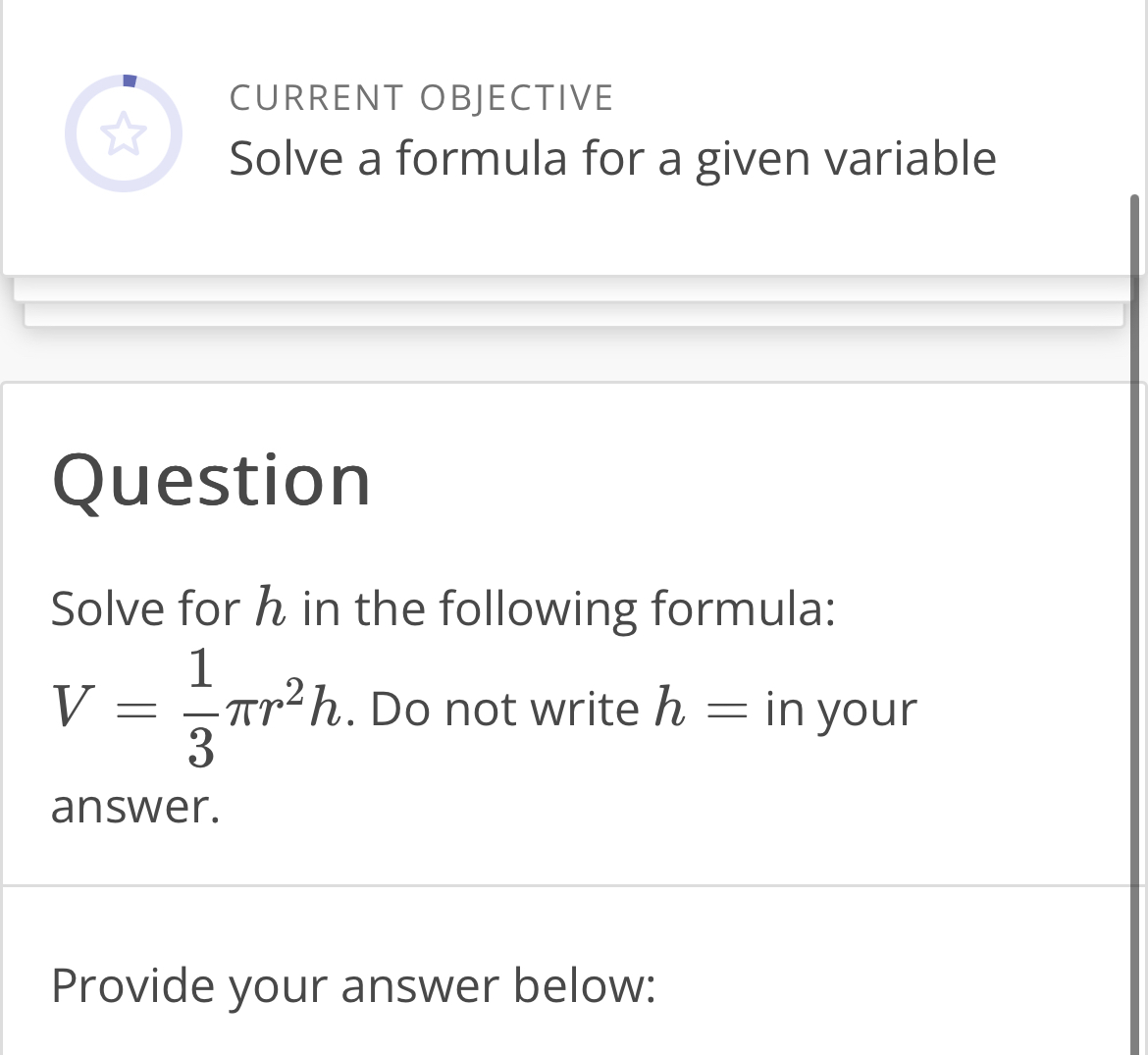 Solved CURRENT OBJECTIVESolve a formula for a given | Chegg.com