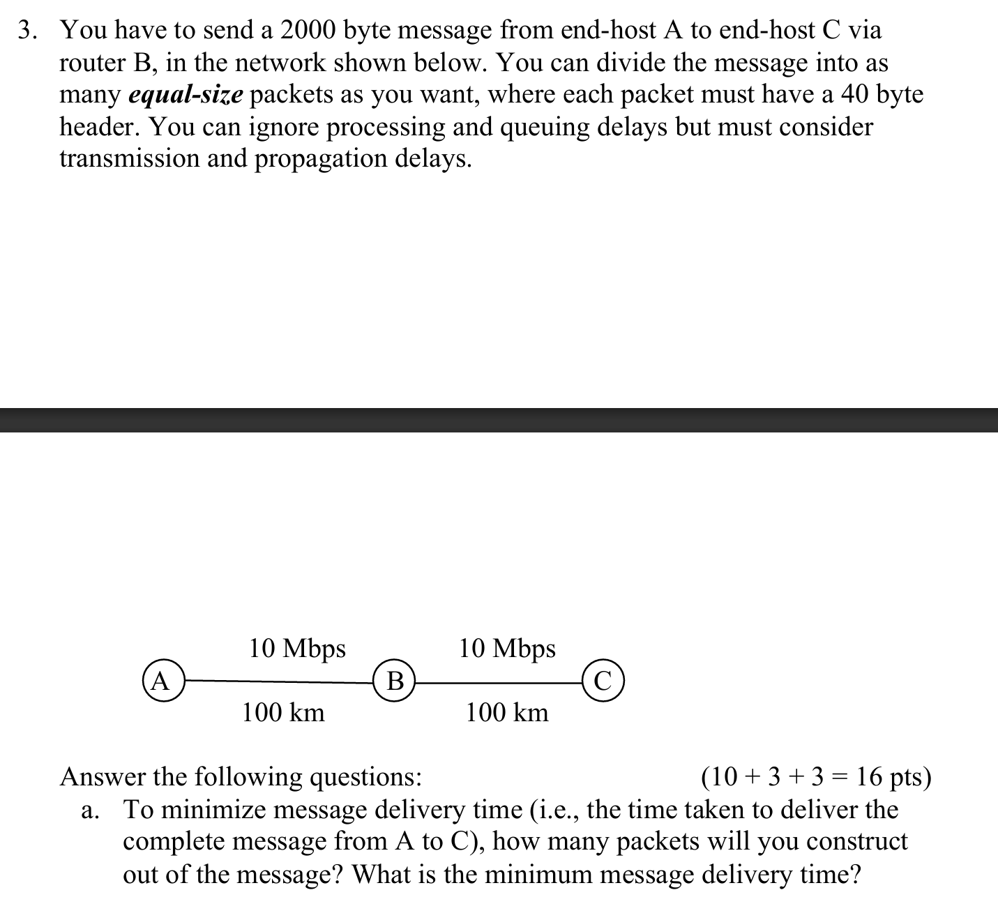 Solved 3. You have to send a 2000 byte message from | Chegg.com
