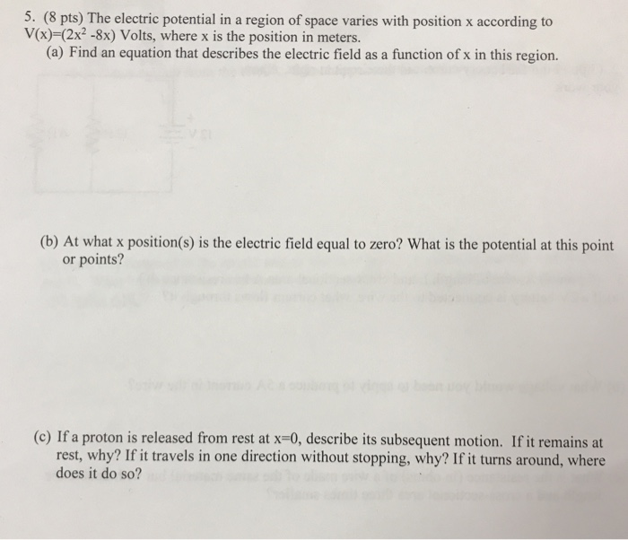 Solved 5. (8 pts) The electric potential in a region of | Chegg.com