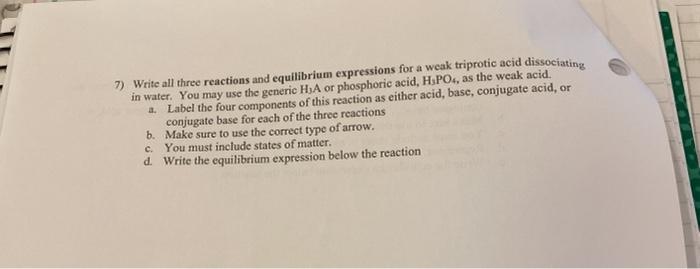 Solved 1) Write all three reactions and equilibrium | Chegg.com