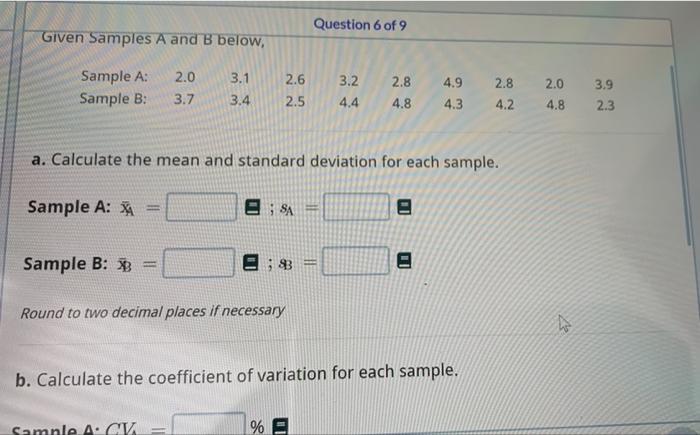 Solved a. Calculate the mean and standard deviation for each | Chegg.com