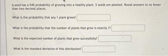 Solved A Seed Has A 54% Probability Of Growing Into A | Chegg.com