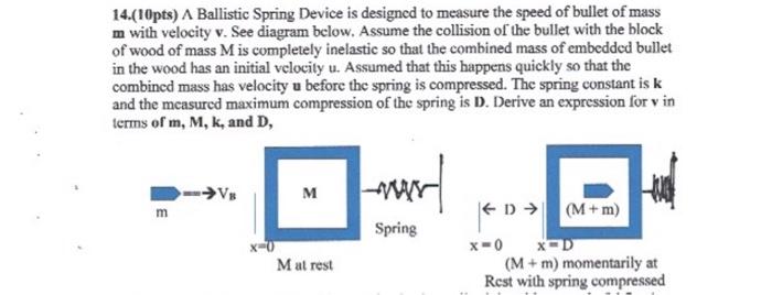 Solved 14.(10pts) A Ballistic Spring Device is designed to | Chegg.com