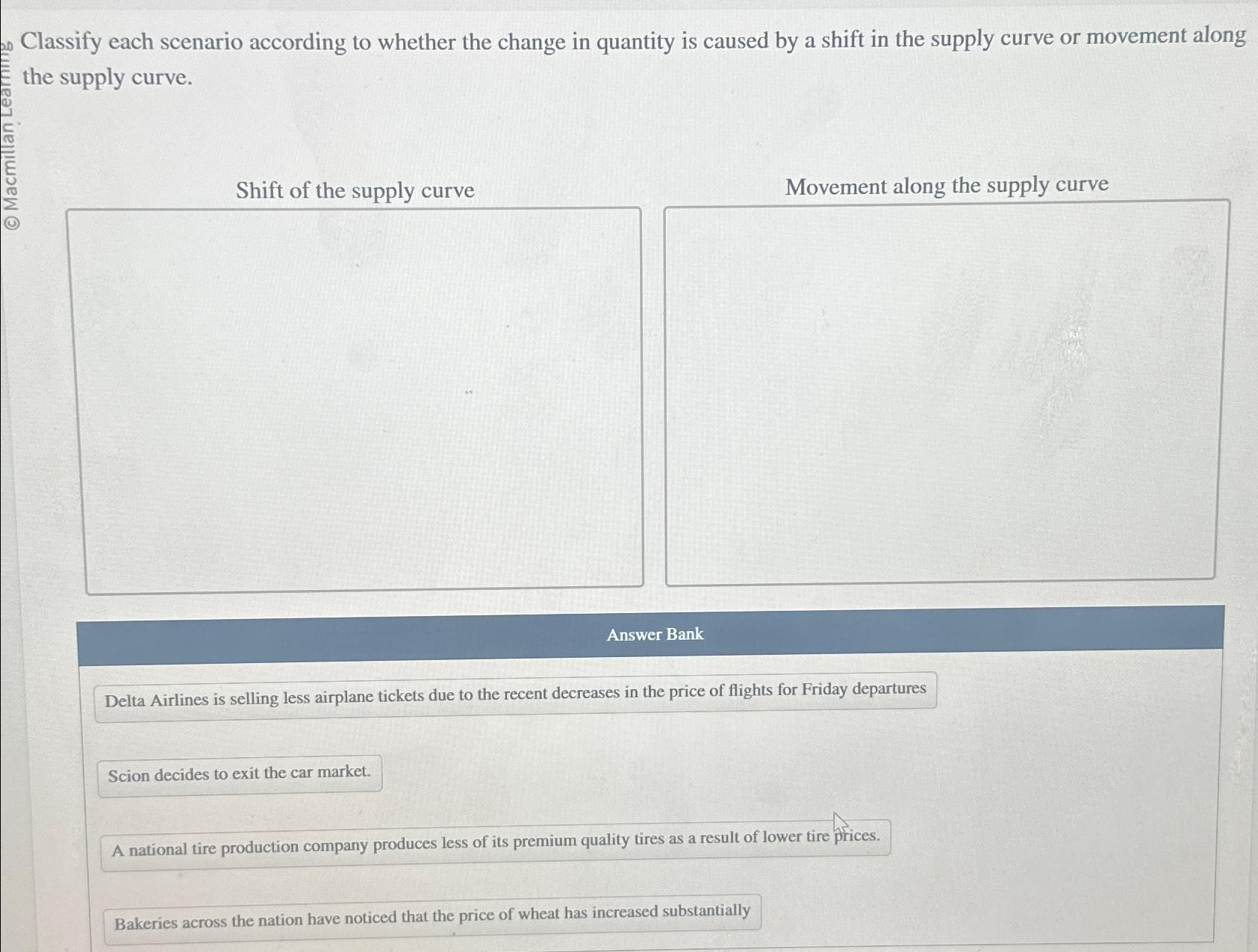 Solved Classify each scenario according to whether the | Chegg.com